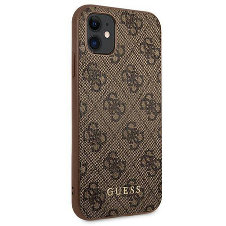 Guess 4G Metal Gold Logo – Etui iPhone 11 (brązowy) (GUHCN61G4GFBR)