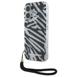 Karl Lagerfeld IML Zebra Pattern & Cord - Etui iPhone 16 (czarny) (KLHCP16SHZBPKCCK)