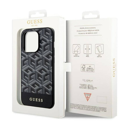 Guess GCube Stripes MagSafe - Etui iPhone 14 Pro Max (Czarny) (GUHMP14XHGCFSEK)