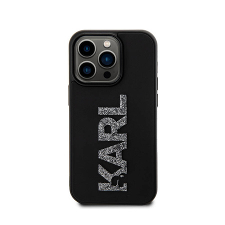 Karl Lagerfeld 3D Rubber Glitter Logo - Etui iPhone 15 Pro (czarny) (KLHCP15L3DMBKCK)