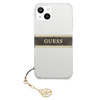 Guess 4G Stripe Brown Charm - Etui iPhone 13 mini (przezroczysty) (GUHCP13SKB4GBR)