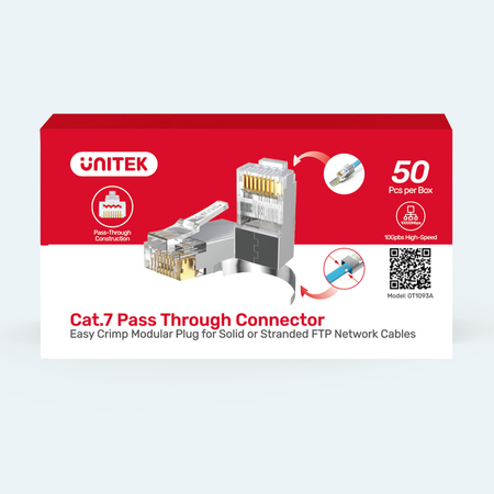 Unitek Wtyk modularny Pass-Through RJ45 Cat. 7, 50szt. (OT1093ATP01)