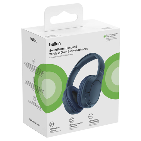 Belkin Słuchawki nauszne, bezprzewodowe, niebieskie (AUD009HQBL)