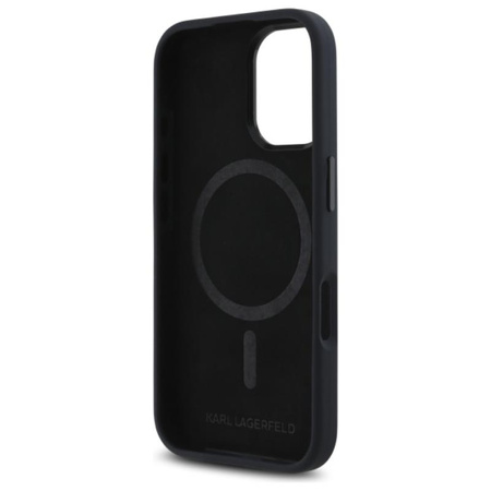 Karl Lagerfeld Silicone Shadow Metal Initial MagSafe - Etui iPhone 16 (czarny) (KLHMP16SSCMKMPCK)