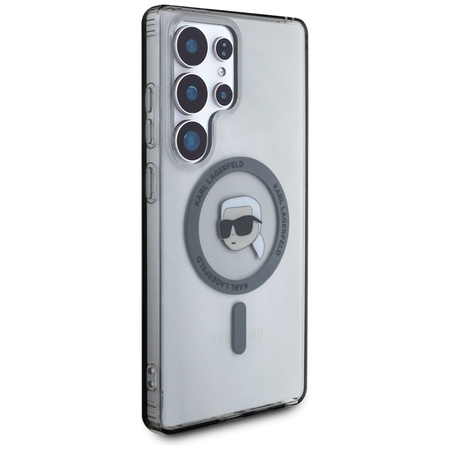 Karl Lagerfeld Button Karl Head Printed Logo MagSafe - Etui Samsung Galaxy S25 Ultra (czarny) (KLHMS25LHLSKIK)
