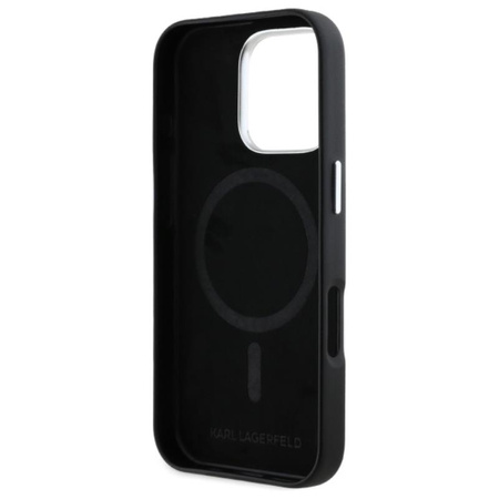 Karl Lagerfeld FW Metal Plate MagSafe - Etui iPhone 16 Pro (czarny) (KLHMP16LPGMSRPK)
