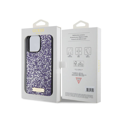 Guess Rhinestone Metal Logo - Etui iPhone 15 Pro Max (różowy) (GUHCP15XPFGSBSP)