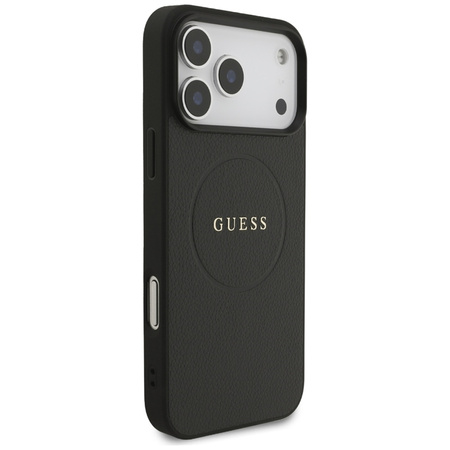 Guess Grained Ring MagSafe - Etui iPhone 17 Pro Max (czarny) (GUHMP17XPGHSMMK)