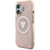 Guess IML Metal Glitter 4G Circle Triangle MagSafe - Etui do iPhone 16 (różowy) (GUHMP16SHG4PRTGP)