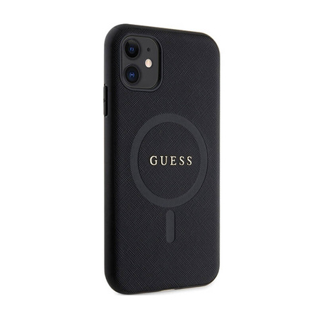 Guess Saffiano MagSafe - Etui iPhone 11 (czarny) (GUHMN61PSAHMCK)