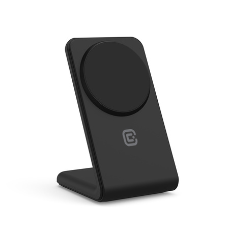 Crong MagSpot Stand - Ładowarka bezprzewodowa 2w1 z MagSafe do iPhone i AirPods (czarny) (CRG-MSS-BLK)