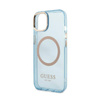 Guess Gold Outline Translucent MagSafe - Etui iPhone 13 (niebieski) (GUHMP13MHTCMB)