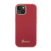 Guess Silicone Script Metal Logo & Frame - Etui iPhone 15 (magenta) (GUHCP15SSMBSLM)