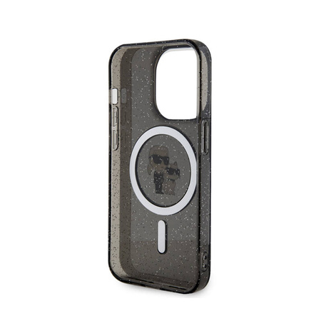 Karl Lagerfeld Karl & Choupette Glitter Magsafe - Etui iPhone 15 Pro (czarny) (KLHMP15LHGKCNOK)