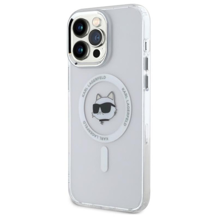 Karl Lagerfeld IML Metal Choupette Head MagSafe - Etui iPhone 13 Pro Max (biały) (KLHMP13XHLSCHH)