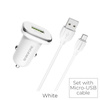 Borofone - ładowarka samochodowa USB z QC3.0 i kablem micro USB w zestawie, biały (BFO-BZ12A-M-W)