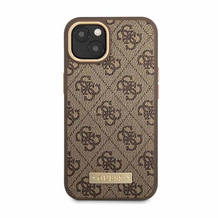 Guess 4G Logo Plate MagSafe - Etui iPhone 14 Plus (brązowy) (GUHMP14MU4GPRW)