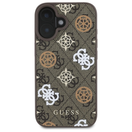 Guess Peony On 4G Background MagSafe - Etui iPhone 16 (brązowy) (GUHMP16SP4PWPW)