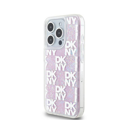 DKNY Liquid Glitter Multilogo - Etui iPhone 15 Pro (różowy) (DKHCP15LLCPEPP)