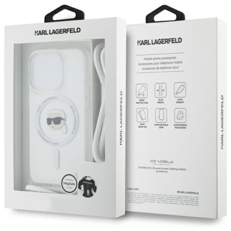 Karl Lagerfeld Crossbody IML Karl Head MagSafe - Etui iPhone 16 Pro (przezroczysty) (KLHMP16LHCKHNT)