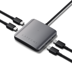 Satechi 4 Port USB-C Hub PD - aluminiowy hub USB-C (4x USB-C 10Gbps, w tym 1x 100W PD) - gwiezdna szarość (ST-H4CPDM)