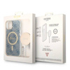 Guess Bundle Pack MagSafe 4G - Zestaw etui + ładowarka MagSafe iPhone 14 (niebieski/złoty) (GUBPP14SH4EACSB)