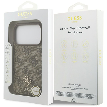 Guess 4G Small 4G and Classic MagSafe - Etui do iPhone 17 Pro (brązowy) (GUHMP17LP4SM4MW)