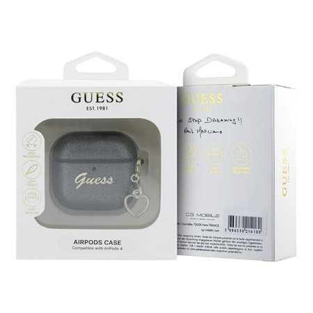 Guess Metallic Script Charm - Etui AirPods 4 (czarny) (GUA4PGMCSK)