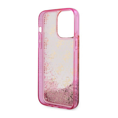 Guess Liquid Glitter Transculent 4G - Etui iPhone 14 Pro Max (Różowy) (GUHCP14XLC4PSGP)