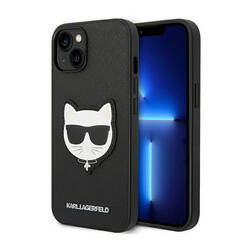 Karl Lagerfeld Saffiano Choupette Head Patch Case - Etui iPhone 14 Plus (czarny) (KLHCP14MSAPCHK)