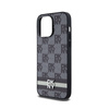 DKNY Leather Checkered Mono Pattern & Printed Stripes - Etui iPhone 14 Pro Max (czarny) (DKHCP14XPCPTSSK)