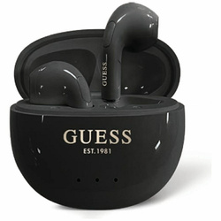 Guess Glossy Effect Egg Shape Printed Classic Logo - Słuchawki Bluetooth TWS + etui ładujące (czarny) (GUTWSOGELEK)