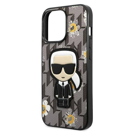 Karl Lagerfeld Iconic Karl Flower - Etui iPhone 13 Pro (szary) (KLHCP13LPMNFIK1)
