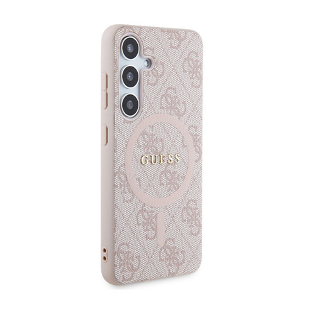 Guess 4G Collection Leather Metal Logo MagSafe - Etui Samsung Galaxy S24 (różowy) (GUHMS24SG4GFRP)