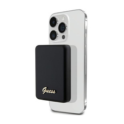 Guess Metal Script Logo MagSafe - Power Bank indukcyjny 3000 mAh 5W MagSafe (czarny) (GUPBM3ALGSGK)