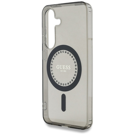 Guess Rhinestones Printed Classic Logo MagSafe - Etui do Samsung Galaxy S25 (czarny) (GUHMS25SPFTDTEK)
