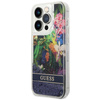 Guess Liquid Glitter Flower - Etui iPhone 14 Pro Max (niebieski) (GUHCP14XLFLSB)