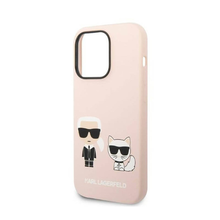 Karl Lagerfeld Liquid Silicone Karl & Choupette MagSafe - Etui iPhone 14 Pro (różowy) (KLHMP14LSSKCI)