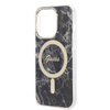 Guess Bundle Pack MagSafe IML Marble - Zestaw etui + ładowarka MagSafe iPhone 14 Pro (czarny/złoty) (GUBPP14LHMEACSK)