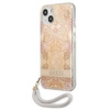 Guess Flower Cord - Etui ze smyczką iPhone 13 mini (Gold) (GUHCP13SHFLSD)