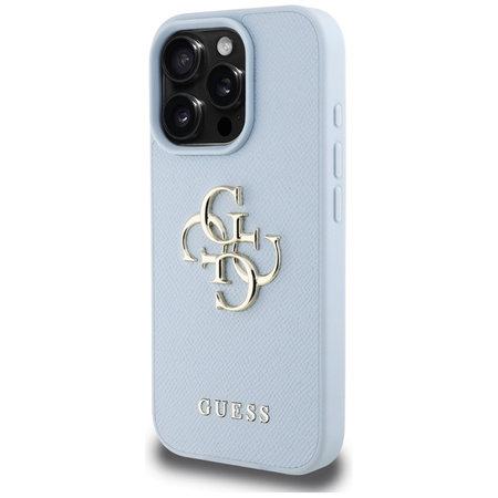 Guess Grained Big 4G Logo Small Classic Logo - Etui do iPhone 16 Pro Max (niebieski) (GUHCP16XPGT4MBB)