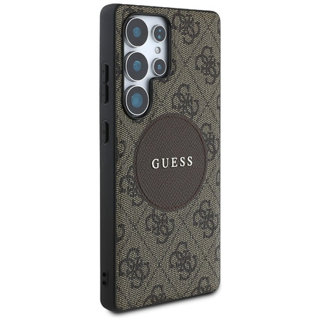 Guess 4G Round Patch Classic Logo MagSafe - Etui do Samsung Galaxy S25 Ultra (brązowy) (GUHMS25LP4PGRSGW)