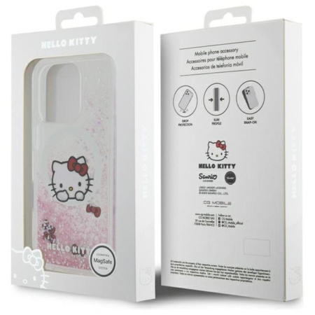 Hello Kitty Liquid Glitter Sweet Kitty Bows MagSafe - Etui iPhone 16 Pro (biały) (HKHMP16LLSWKH)