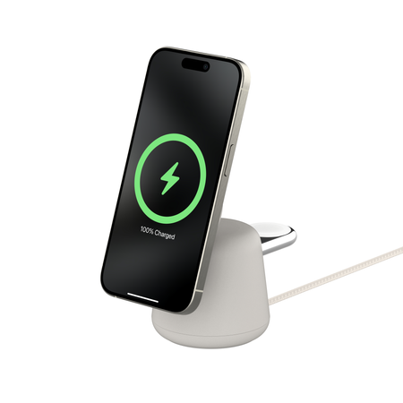 Belkin Ładowarka 3w1, magnetyczna Qi2 15W, do iPhone, AppleWatch, AirPods, kremowa (WIZ027VFH37)
