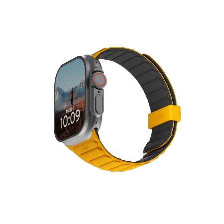 UAG Pathfinder - silikonowy dwustronny pasek magnetyczny do Apple Watch seria: 1-3, 42mm / series 4-6 & SE 1-3, 44mm / series 7-9, 45mm / series 10-11, 46mm / Ultra 1-3, 49mm (heritage yellow / black) (194161118240)