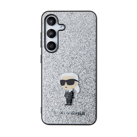 Karl Lagerfeld Fixed Glitter Ikonik Logo Metal Pin - Etui Samsung Galaxy S24 (srebrny) (KLHCS24SGCNPSG)
