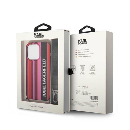 Karl Lagerfeld Color Stripes Strap - Etui iPhone 14 Pro (różowy) (KLHCP14LSTSTP)