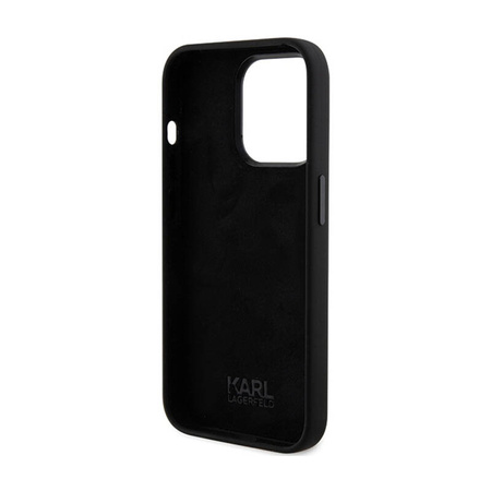 Karl Lagerfeld Silicone Ikonik Metal Pin - Etui iPhone 15 Pro (czarny) (KLHCP15LSMHKNPK)