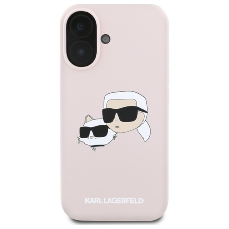 Karl Lagerfeld Silicone Double Heads Print MagSafe - Etui iPhone 16 (różowy) (KLHMP16SSKCHPPLP)
