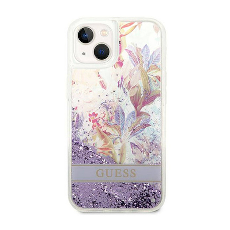 Guess Liquid Glitter Flower – Etui iPhone 14 Plus (fioletowy) (GUHCP14MLFLSU)